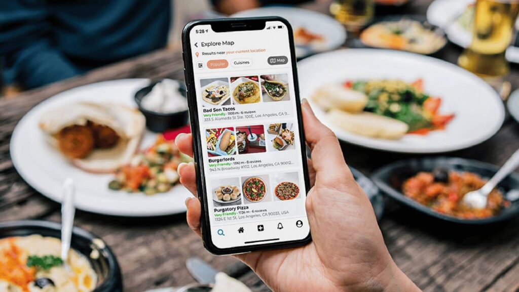 searching for restaurants on an iphone