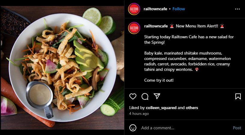 railtown cafe instagram caption